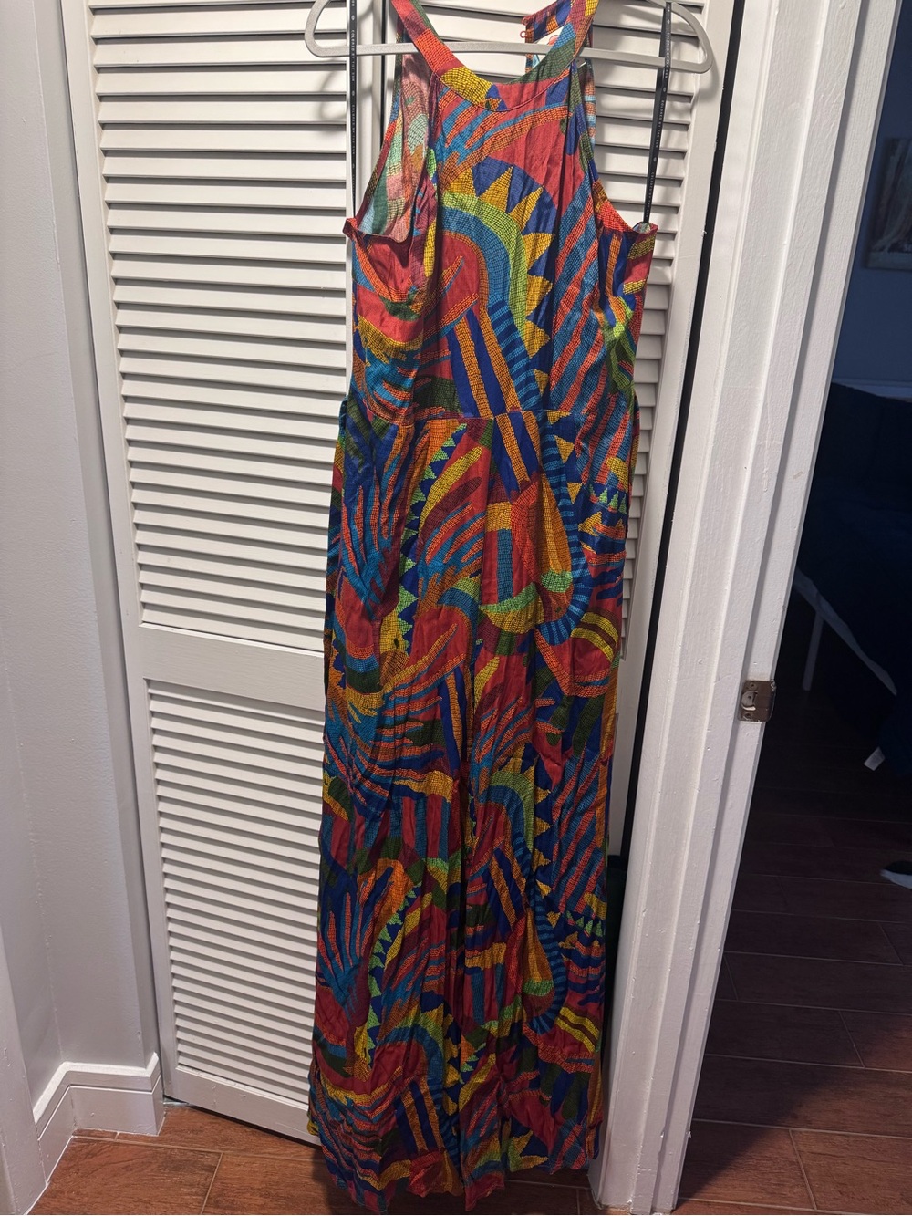 Farm Rio Wide-Leg Halter Jumpsuit in Multicolor Abstract Print - Picture 3 of 5